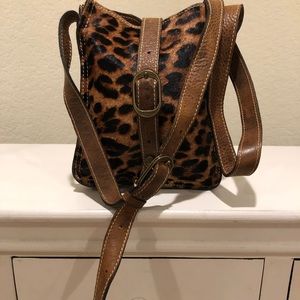 Leopard/ leather cross body bag